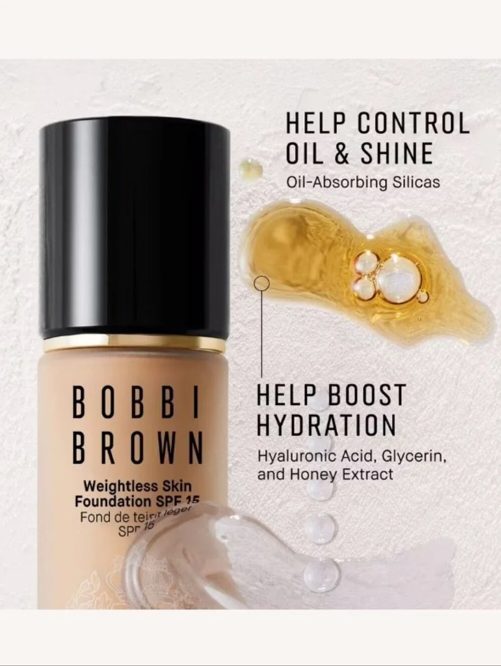 Bobbi Brown Weightless Skin Foundation SPF 15 with Hyaluronic Acid New 1oz